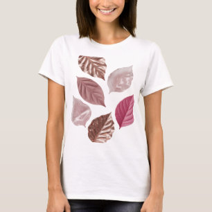Cool Silver PINK LEAVES ON BLACK BACKGROUND T-Shirt