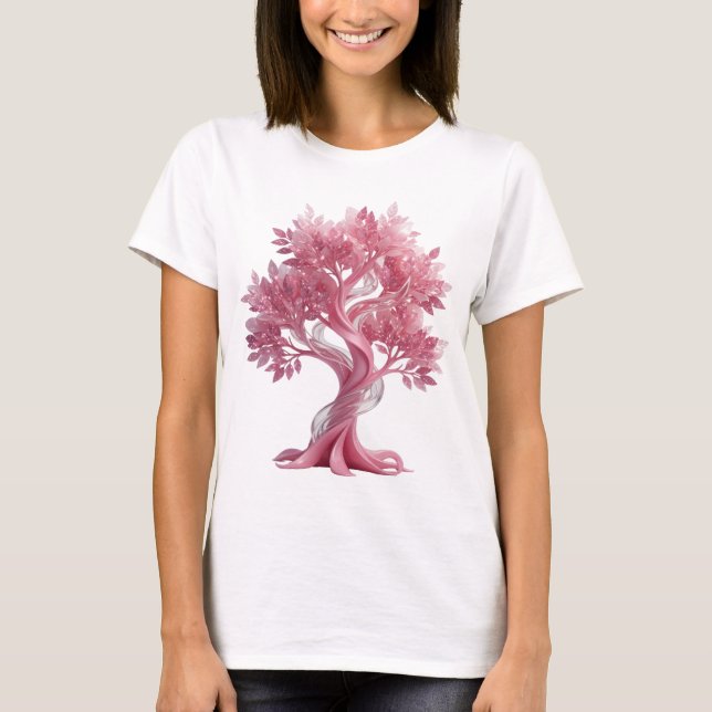 Cool Silver PINK TREE Tee (Front)