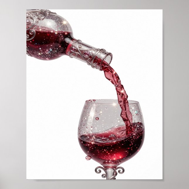 Cool Silver RED WINE Poster (Front)