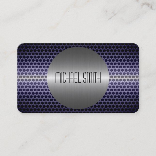 Cool Silver Stainless Steel Metal Hole 2 Business Card (Front)