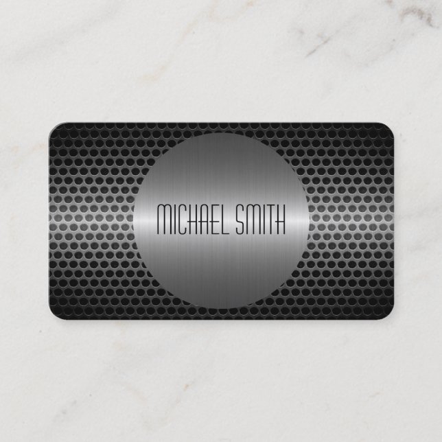 Cool Silver Stainless Steel Metal Hole Business Card (Front)