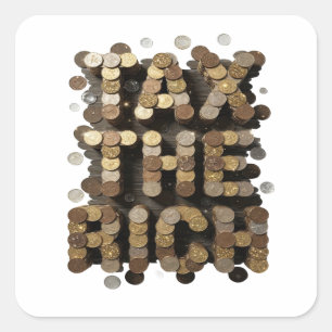 Cool Silver TAX THE RICH Vinyl Style Square Sticker