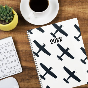 Cool, Simple Aeroplane Flying, Black and White Planner