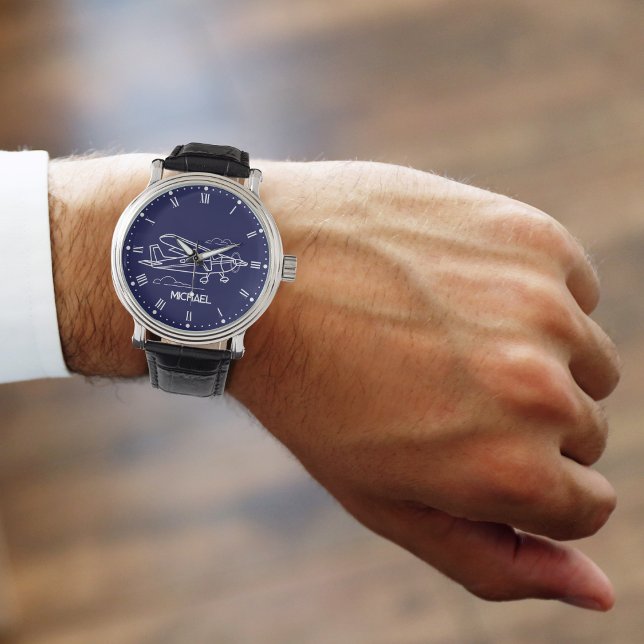 Cool simple Cessna aeroplane & clouds,Custom gift Watch (Creator Uploaded)