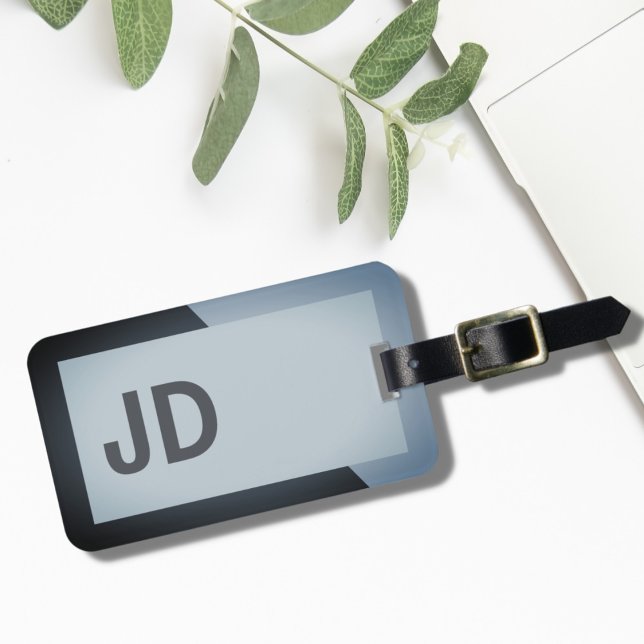 Cool Simple Dark Geometric Bold Monogram Luggage Tag (Creator Uploaded)