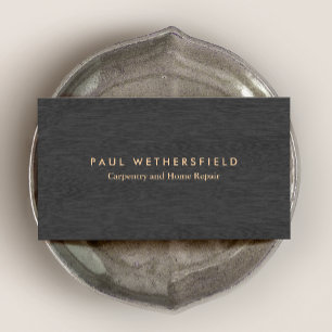 Cool Simple Dark Wood Carpentry and Maintenance Business Card