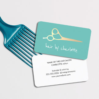 Cool Simple Faux Gold Scissors Hair Stylist Business Card