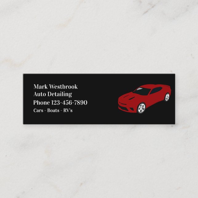 Cool Simple Minimal Car Auto Detailing Service sii Mini Business Card (Front)