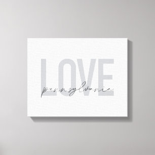 Cool, simple, modern design Love Pennsylvania Canvas Print