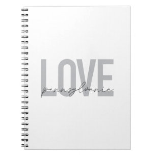 Cool, simple, modern design Love Pennsylvania Notebook