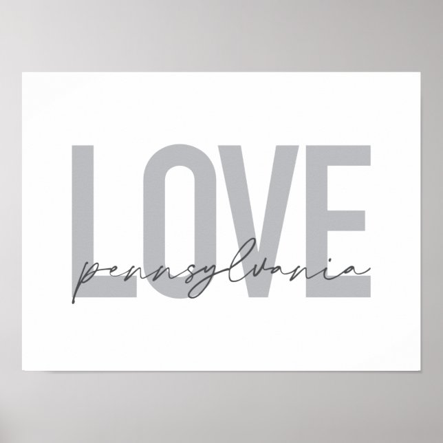 Cool, simple, modern design Love Pennsylvania Poster (Front)