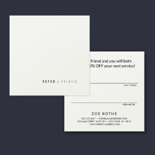 Cool Simple Modern White Refer a Friend Referral Card