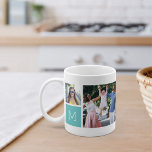 Cool Simple Photo Collage & Monogram Coffee Mug<br><div class="desc">Create your very own cool keepsake of your favorite family memories, wedding photos, or vacation snaps, with this awesome monogrammed photo collage mug! This simple design puts 4 of your favorite Instagram snaps front and center, along with a single initial monogram on each side. Customize with six square photos of...</div>