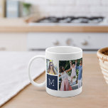 Cool Simple Photo Collage & Monogram Coffee Mug<br><div class="desc">Create your very own cool keepsake of your favourite family memories, wedding photos, or vacation snaps, with this awesome monogrammed photo collage mug! This simple design puts 4 of your favourite Instagram snaps front and centre, along with a single initial monogram on each side. Customise with four square photos of...</div>