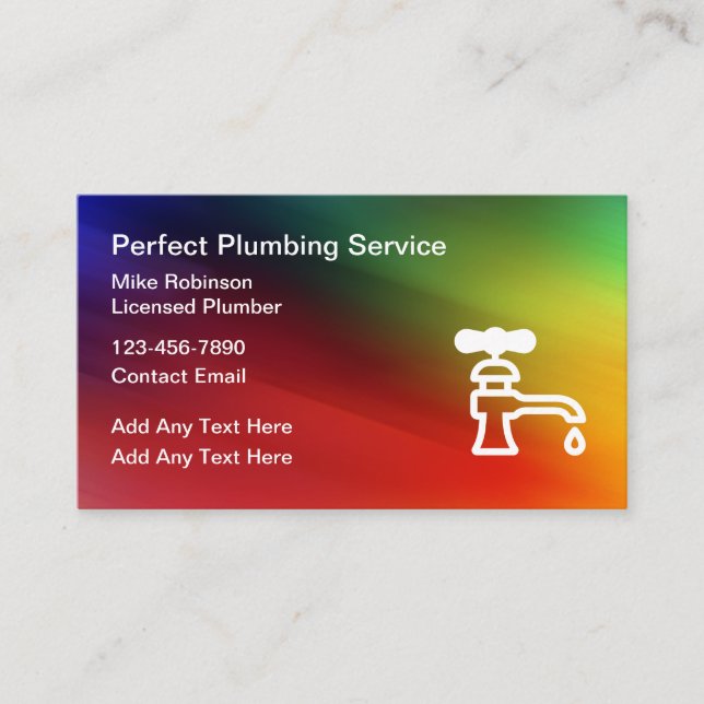 Cool Simple Plumbing Service Plumber Business Card (Front)