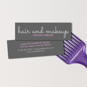 Cool Simple Stylish Grey Pink Beauty Hair Makeup Mini Business Card