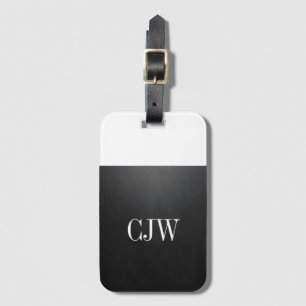 Cool Simple Texture Black White Monogram Luggage Tag