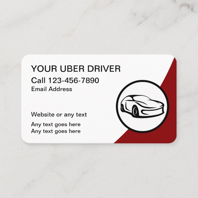 Cool Simple Uber Driver Business Cards (Front)