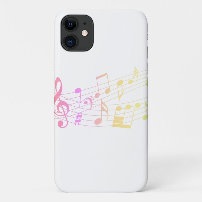 Cool Simple White Magical Rainbow Music Notes Case-Mate iPhone Case (Back)