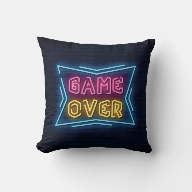 Cool Simulated Neon GAME OVER sign Cushion (Front)