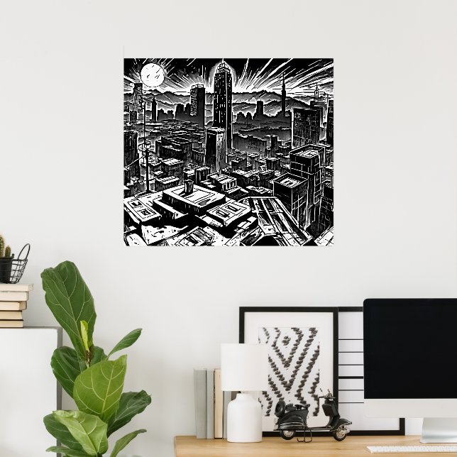 Cool Sin City Ink Noir Poster – Retro Comic Vibe (Home Office)
