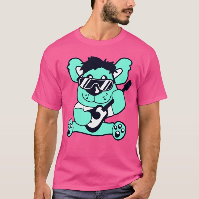 Cool Sittingeddyoy Bear Playing Guitar Music funny T-Shirt (Front)