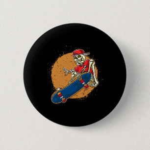 Cool Skateboard Art Skeleton Skateboarding Kickfli 6 Cm Round Badge