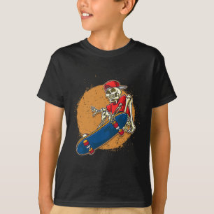 Cool Skateboard Art Skeleton Skateboarding Kickfli T-Shirt