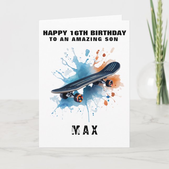 Cool Skateboard Birthday Card for Teen Boy  (Front)