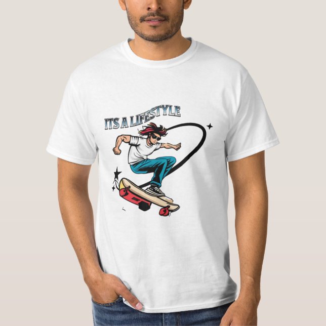 Cool Skateboarder Fun Quote It's a Lifestyle T-Shirt (Front)