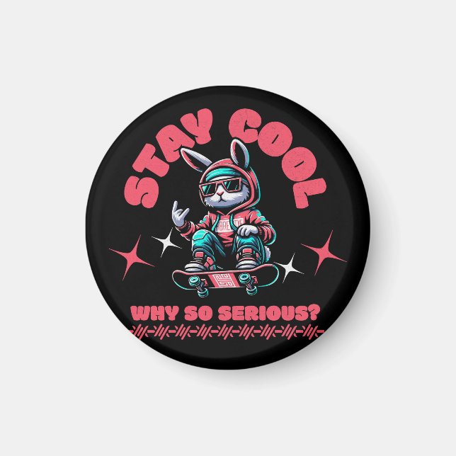 Cool Skateboarding Bunny Magnet (Front)