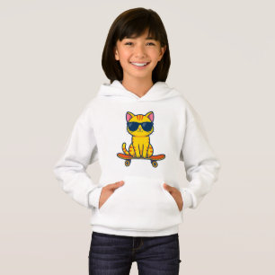 Cool Skateboarding Cat Wearing Sunglasses Cartoon 