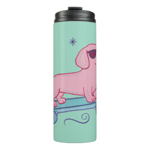 Cool Skateboarding Dachshund Funny Dog Art Thermal Tumbler