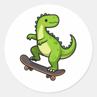 Cool Skateboarding Dinosaur Kids T-Shirt Design Classic Round Sticker