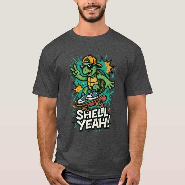 Cool Skateboarding Funny Turtle Pun T-Shirt (Front)