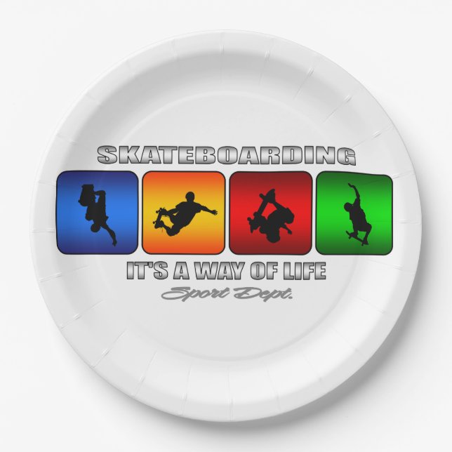Cool Skateboarding It Is A Way Of Life Paper Plate (Front)