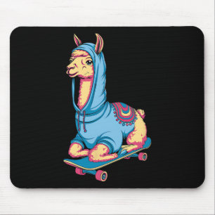 Cool Skateboarding Llama In Hoodie Funny Animals S Mouse Mat
