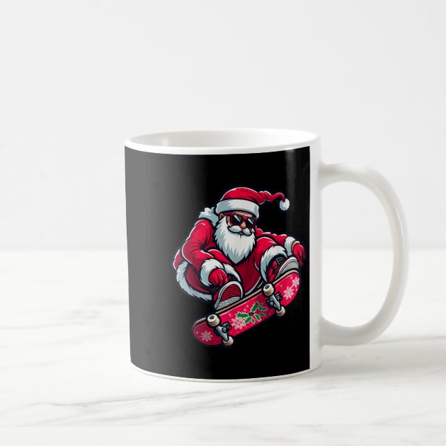Cool Skateboarding Santa Claus Christmas Pajama Ki Coffee Mug (Right)