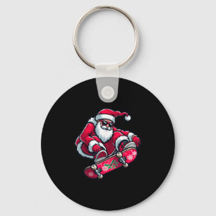 Cool Skateboarding Santa Claus Christmas Pajama Ki Key Ring