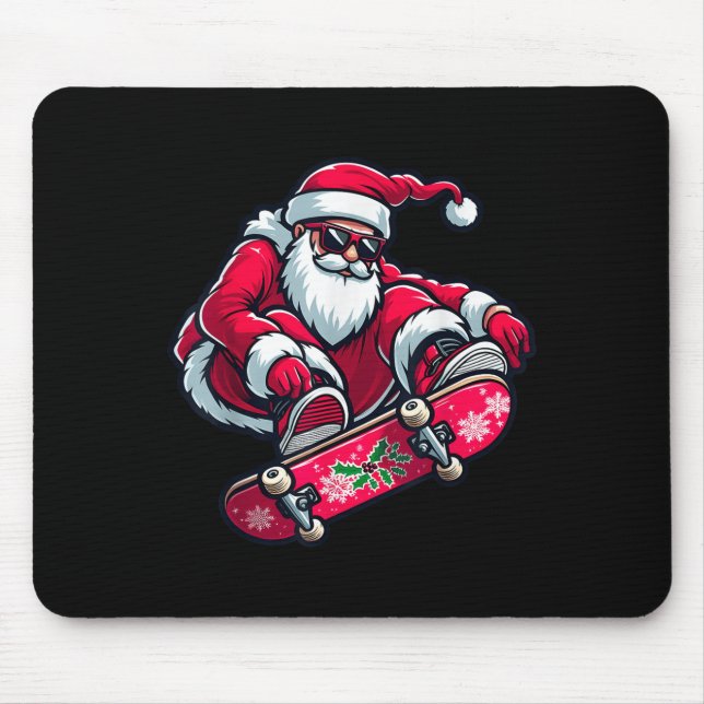 Cool Skateboarding Santa Claus Christmas Pajama Ki Mouse Mat (Front)