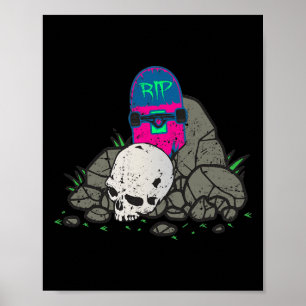 Cool Skateboarding Skater Board Grave R.i.p Skateb Poster