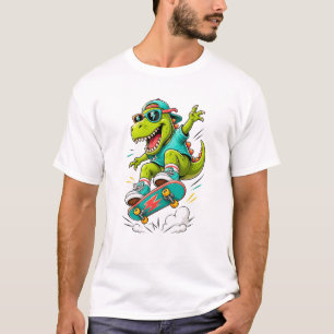 Cool Skateboarding T-Rex Dinosaur T-Shirt