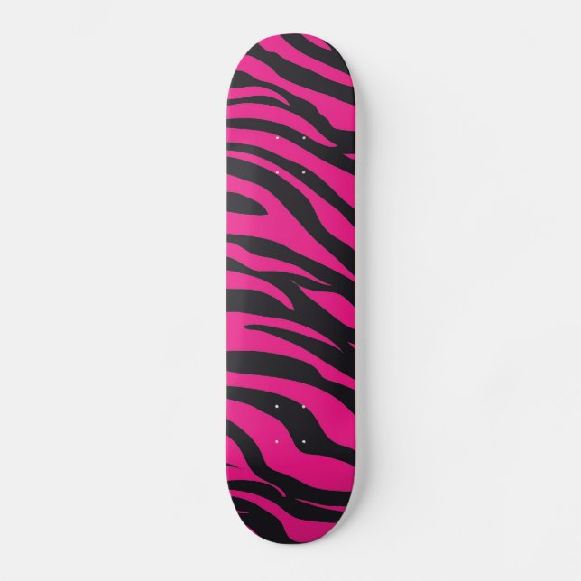 Cool Skateboards for Girls Pink Black Zebra Stripe (Front)