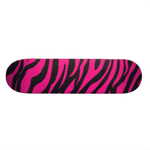 Cool Skateboards for Girls Pink Black Zebra Stripe