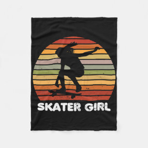 Cool Skater Art Girl Skateboarding Skateboard Skat Fleece Blanket