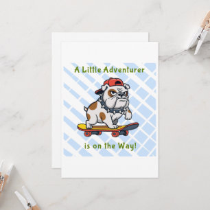 Cool Skater Bulldog Baby Shower Invitation Card