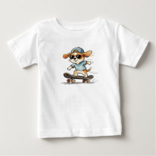 Cool Skater Puppy Dog Wearing Sunglasses and Cap G Baby T-Shirt