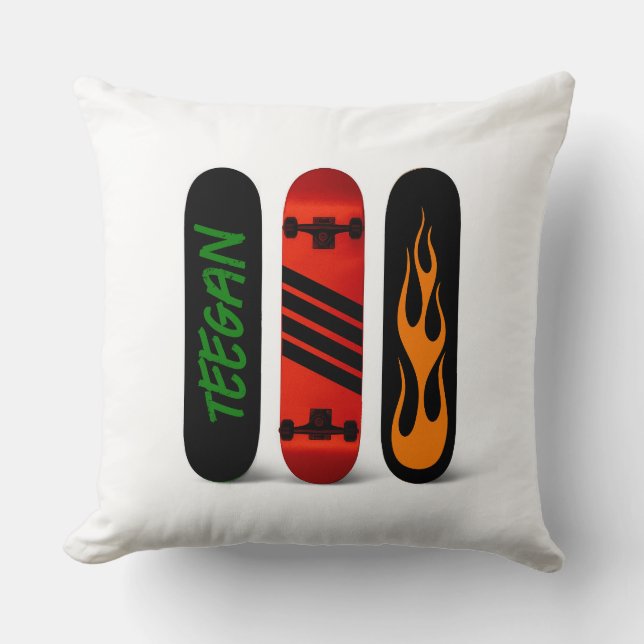 Cool Skater Skateboard Personalised Cushion (Front)