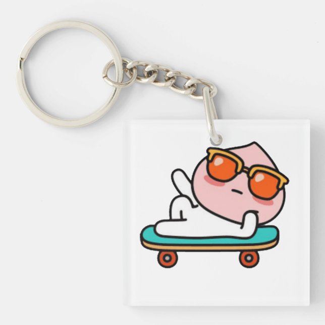 Cool skaterboard moment key ring (Front)
