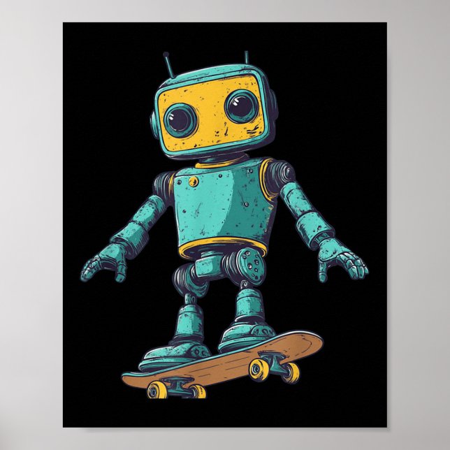 Cool Skating Robot With Skateboard Costume  Poster (Front)